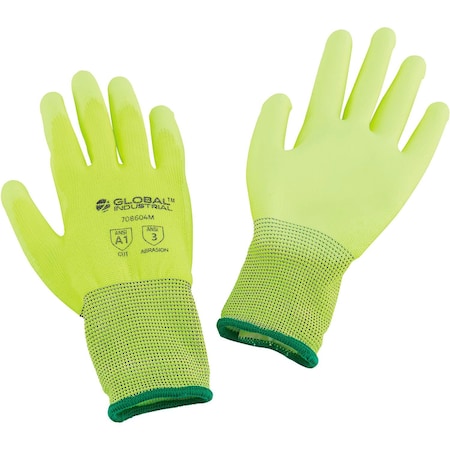 Global Industrial Coated Gloves, Nylon, Polyurethane, Green, M 708604M